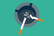 An illustration of an ashtray with two cigarettes in it