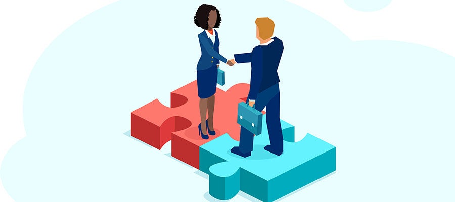 illustration of business people shaking hands