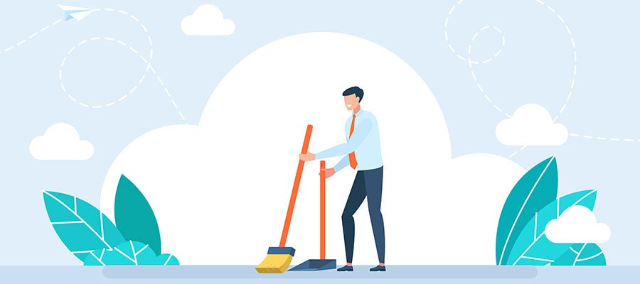 illustration of a businessman sweeping up