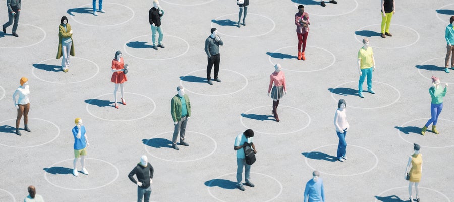 figures standing in a square