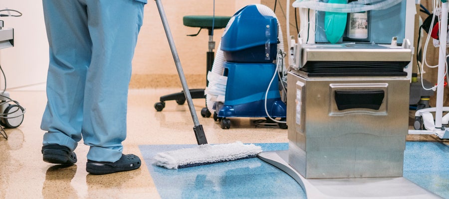 Cleaning hospital floor
