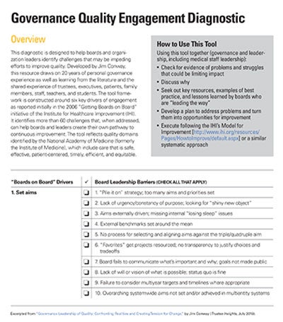 governance quality engegement diagnostic tool