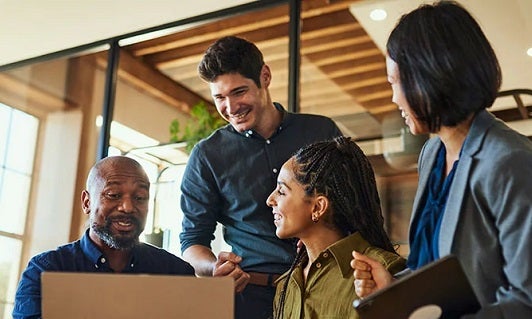 Diverse group of business people working together