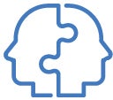 two interlocked heads in profile illustration